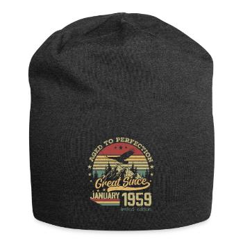 65 years Old Aged to Perfection born: January 1959 - Jersey Beanie - charcoal grey - Front
