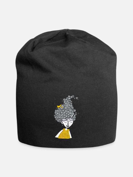 Lockenkopf - Jersey-Beanie - Schwarz