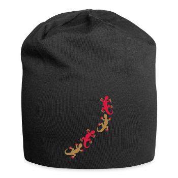Vier Geckos 2c - Jersey-Beanie - Schwarz - Vorne