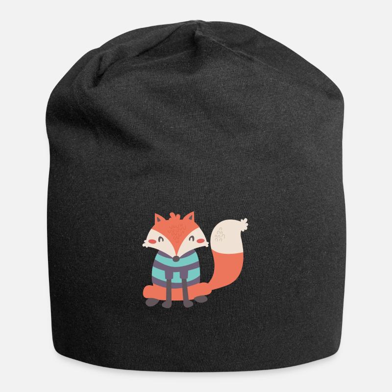 Süßer Fuchs mit Ringelpulli - Jersey-Beanie - Schwarz