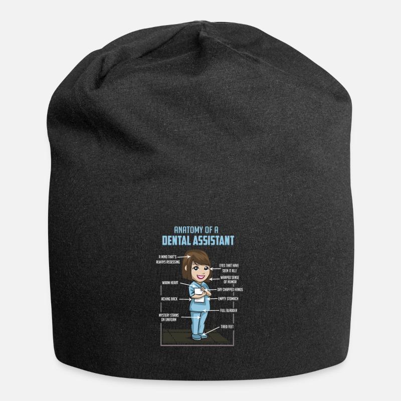 Anatomie d'un assistant dentaire - bouche dentiste dentiste - Bonnet en jersey - noir