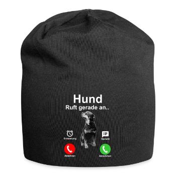 Dog call | Dog motif | gift - Jersey Beanie - black - Front