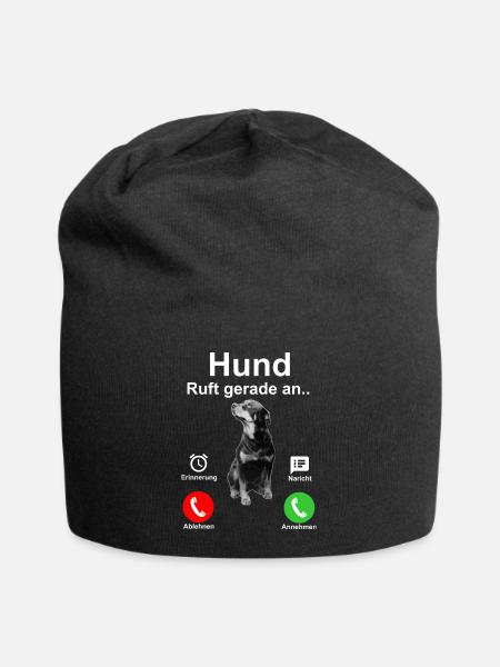 Hund Anruf | Hundemotiv | Geschenk - Jersey-Beanie - Schwarz
