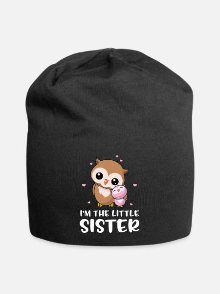 I'm The Little Sister - Kleine Eulen Schwester - Jersey-Beanie - Schwarz