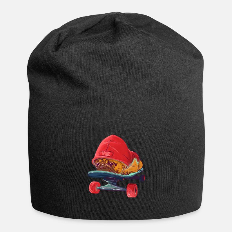 skatedog pug - Jersey Beanie - black