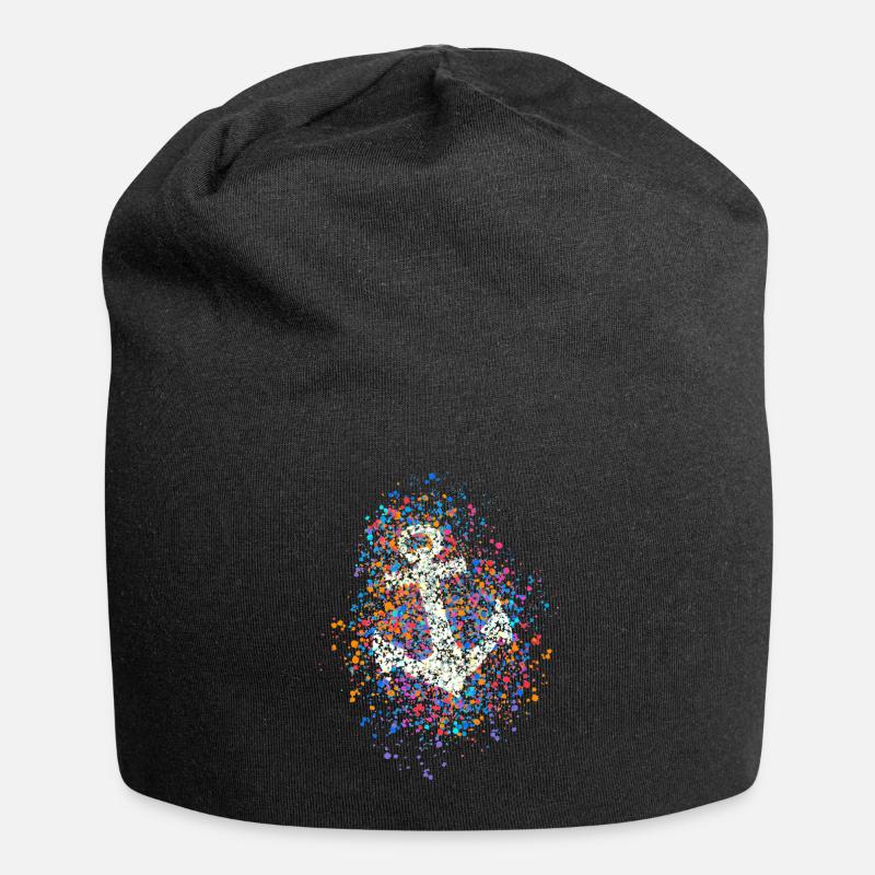 Anker Symbol Farbspritzer Farbkleckse Spritzer - Jersey-Beanie - Schwarz