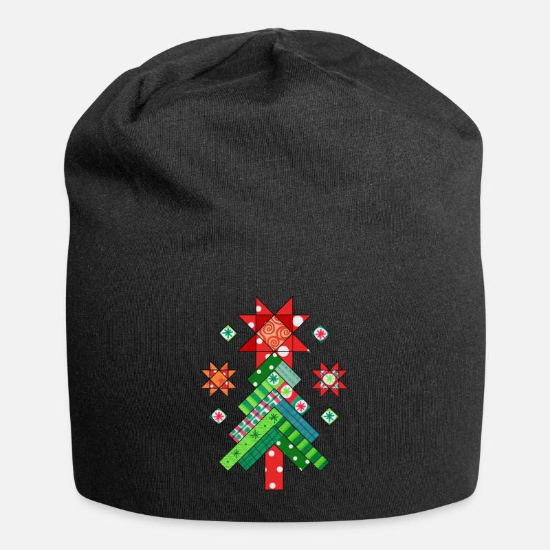 Weihnachtsbaum Quilt Patchwork Ugly Christmas - Jersey-Beanie - Schwarz