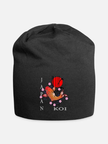 Japan Koi , Zierkarpfen,Fisch,Hobby,Geschenk - Jersey-Beanie - Schwarz