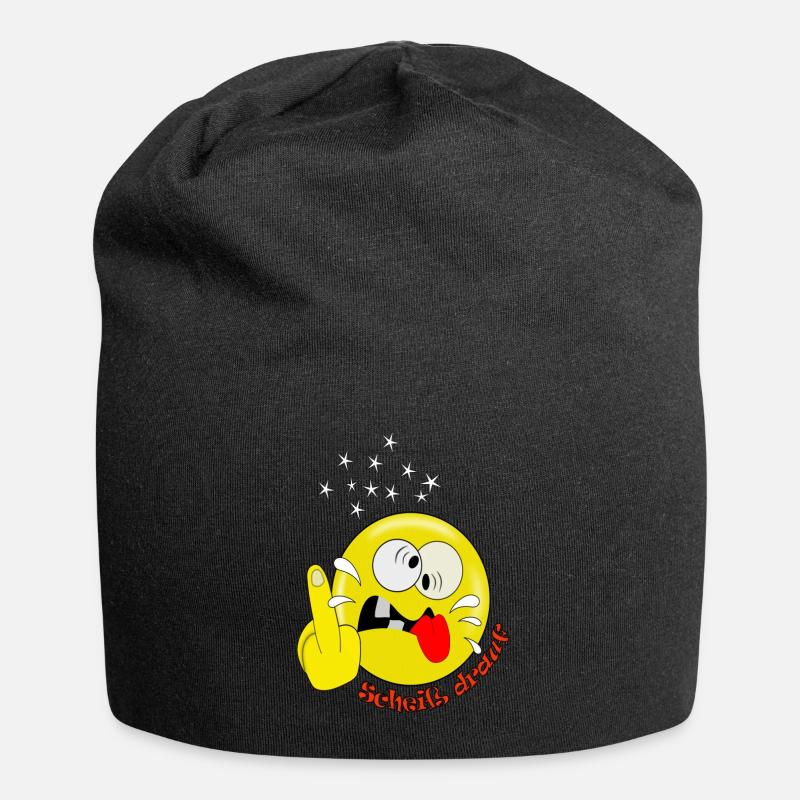 Lustig Smiley spaßig - Jersey-Beanie - Schwarz