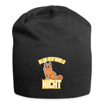 Lustige Katze lustiges Katzenmotiv Vogel - Jersey-Beanie - Schwarz - Vorne