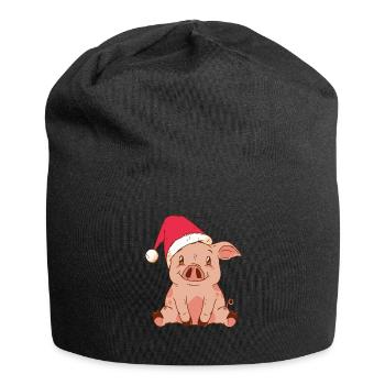 Schwein Weihnachten - Jersey-Beanie - Schwarz - Vorne