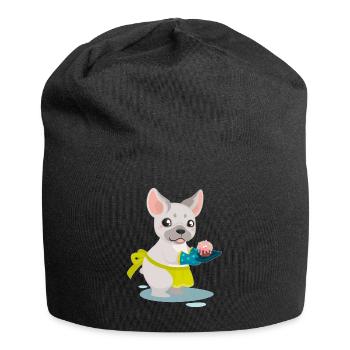 Cute Bulldog Cake Puppy Puppy Pug Gift - Jersey Beanie - black - Front