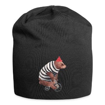Vélo I Cycliste I Cycliste I Ours à vélo - Bonnet en jersey - noir - Devant