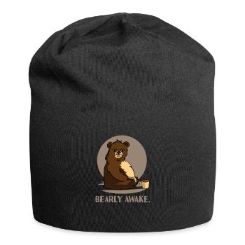 Bear Coffee Caffeine Long Sleeper Tired joke design - Jersey Beanie - black - Front