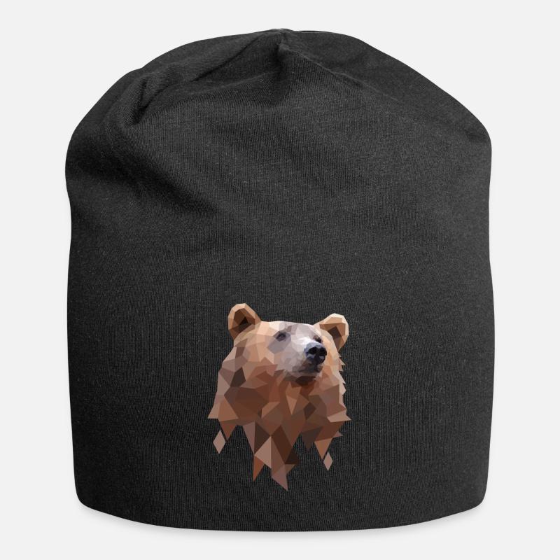 Polygon Bear Design - Bear Geometry Illustration - Jersey Beanie - black