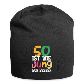 50 Geburtstag Geschenk zum runden Geburtstag - Jersey-Beanie - Schwarz - Vorne