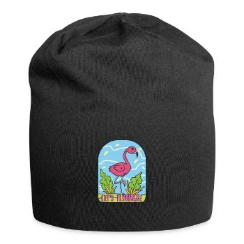 Let's Flamingle TShirt Flamingo pink pink gift - Jersey Beanie - black - Front