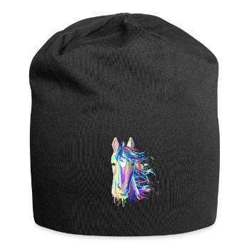 Splash Pferd Geschenk Reitsport Reiten Hengst - Jersey-Beanie - Schwarz - Vorne