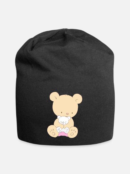 Bear with Teddy Bear - Bonnet en jersey - noir