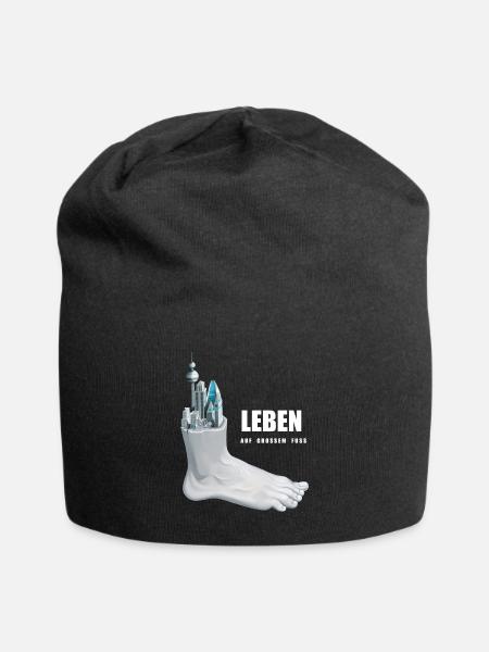 Leben auf großem Fuß - Jersey-Beanie - Schwarz