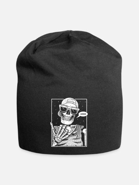 Lekker Skeleton White - Jersey Beanie - black