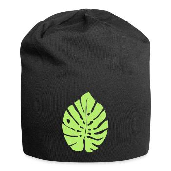 Monstera Leaf / Monstera Leaf 1c - Jersey Beanie - black - Front