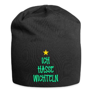 Ich Hasse Wichteln I Witziges Wichtelgeschenk - Jersey-Beanie - Schwarz - Vorne