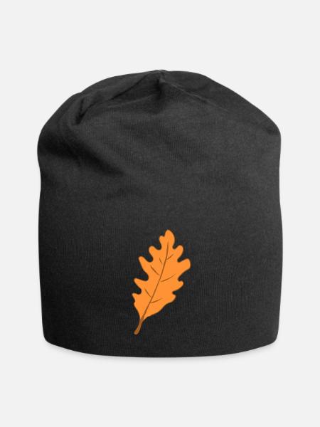 Eiche - Blatt - Herbst - Jersey-Beanie - Schwarz