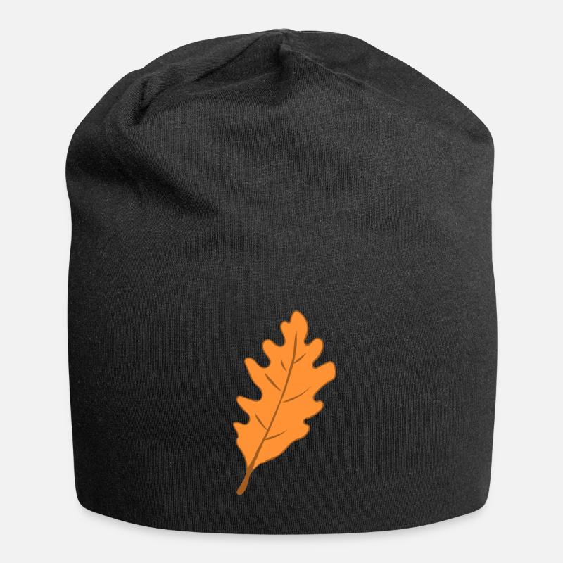 Eiche - Blatt - Herbst - Jersey-Beanie - Schwarz