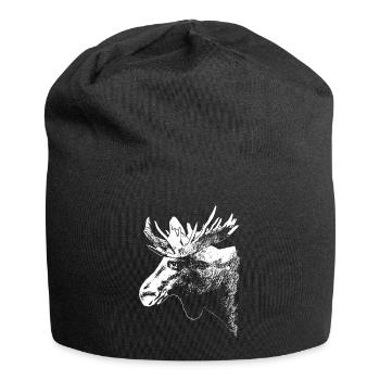 Elch - Moose - Jersey-Beanie - Schwarz - Vorne