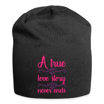 Une vraie histoire d'amour .... Cadeau de Saint Valentin - Bonnet en jersey - noir - Devant