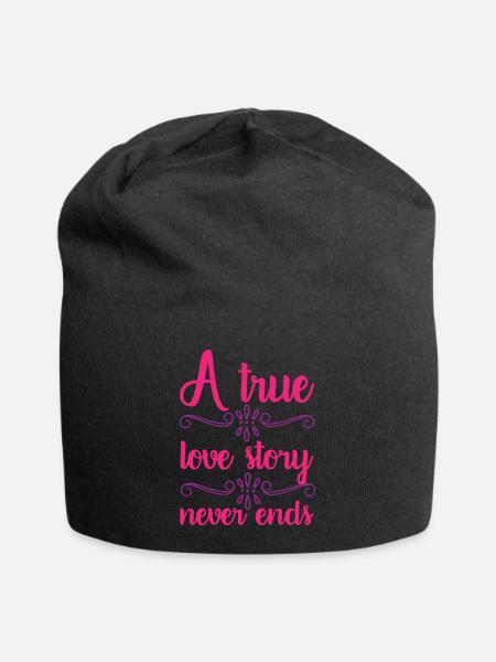 A true love story .... Valentine's Day gift - Jersey Beanie - black