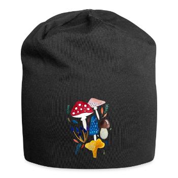 Mushroom design toadstool boletus chanterelle - Jersey Beanie - black - Front
