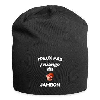 J'peux pas j'mange du jambon - Bonnet en jersey - noir - Devant