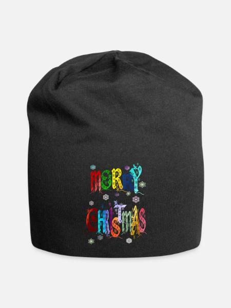 merry christmas christmas - Jersey Beanie - black