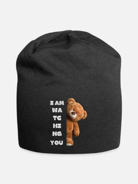 Ours en peluche - je vous regarde - Bonnet en jersey - noir
