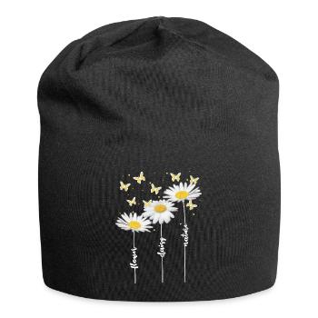 Margeriten, Blumen, Sommer - Jersey-Beanie - Schwarz - Vorne