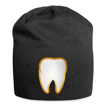 Ein Zahn im goldenen Rahmen Goldzahn Style - Jersey-Beanie - Schwarz - Vorne