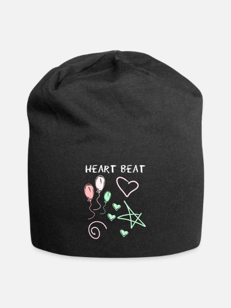 Heartbeat drawn with chalk - Jersey Beanie - black