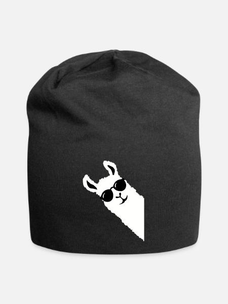 Lustiges Lama Alpaka Sonnenbrille - Jersey-Beanie - Schwarz