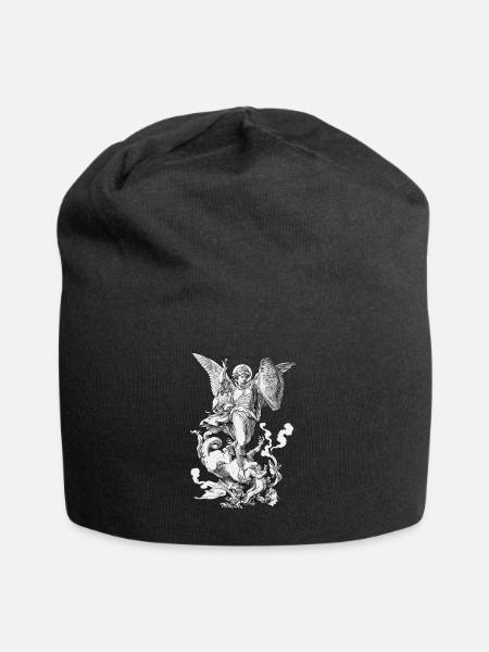 Erzengel Sankt Michael bekämpft den Drachen - Jersey-Beanie - Schwarz