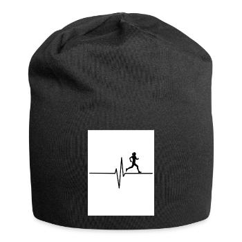 Black and white T-shirt heartbeat/ runner - Jersey Beanie - black - Front