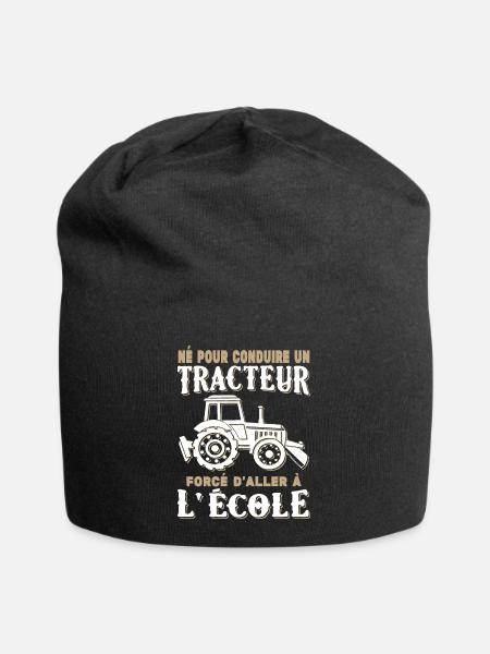 Né Pour Conduire Tracteur Forcé D'aller À L'école - Bonnet en jersey - noir
