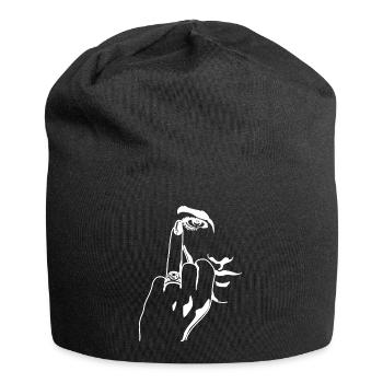 Lustige Mittelfinger Ehering Verlobung Geschenk - Jersey-Beanie - Schwarz - Vorne