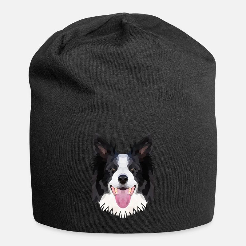 Polyart Border Collie - Jersey-Beanie - Schwarz
