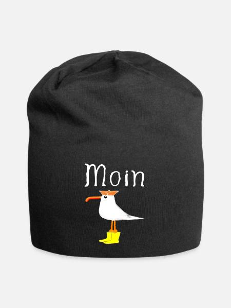 Moin Hafen Heimat Küstenkind Möwe Anker Geschenke - Jersey-Beanie - Schwarz