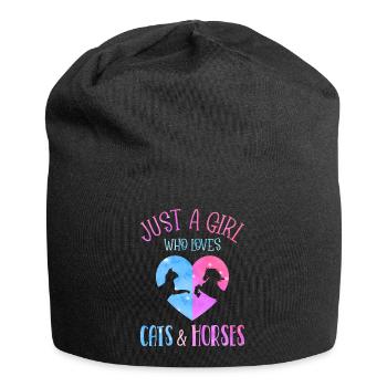 Fille Qui Aime Les Chats Et Les Chevaux Galaxie - Bonnet en jersey - noir - Devant