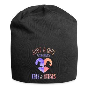 Fille Qui Aime Les Chats Et Les Chevaux Galaxie - Bonnet en jersey - noir - Devant