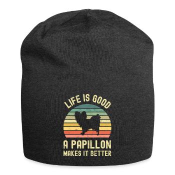 Hund Papillon - Jersey-Beanie - Anthrazit - Vorne