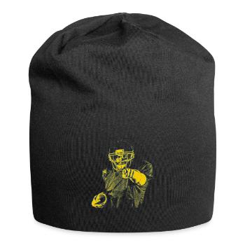 Index de la star du football jaune bleu - Bonnet en jersey - noir - Devant